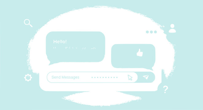 Online Chat Interface with Messaging Bubbles, Send Button, and User Icons