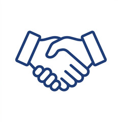 Obraz premium Handshake icon in blue outline on representing partnership and agreement