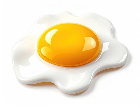 A perfectly cooked fried egg, showcasing a vibrant, glistening yolk surrounded by fluffy white