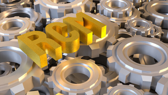 Revenue Cycle Management Gears Concept 3d render.