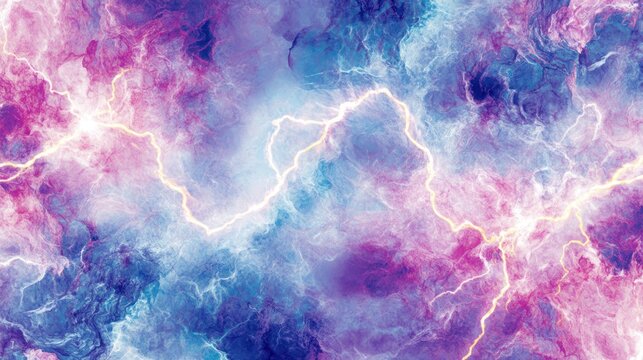 Vivid cloudscape with lightning purple, blue, and white swirling textures