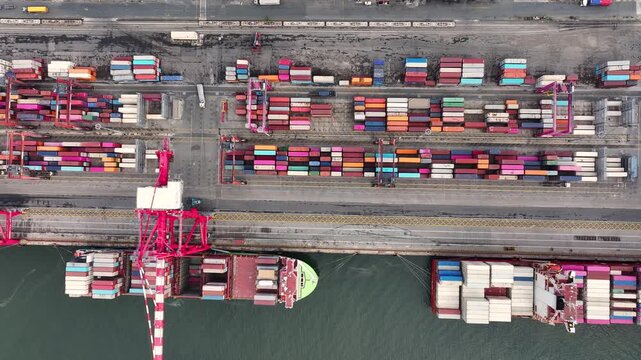 Maritime logistics at a bustling port showcasing cargo operations and efficient delivery systems