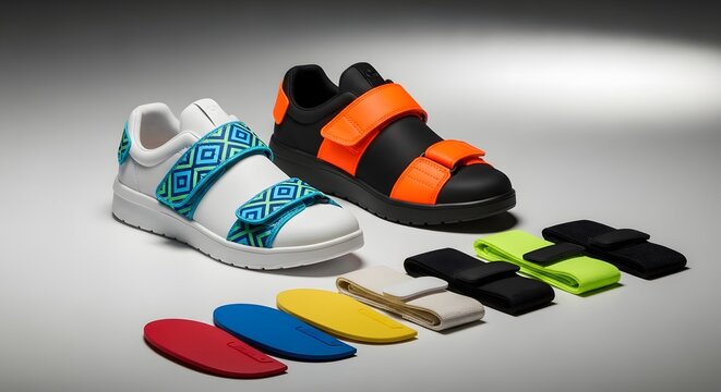 Modular shoe system with interchangeable straps and sole colors for an innovative footwear concept