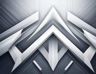 Obraz premium abstract technology banner with white and grey arrows on a sleek geometric background ideal for digital presentations and branding