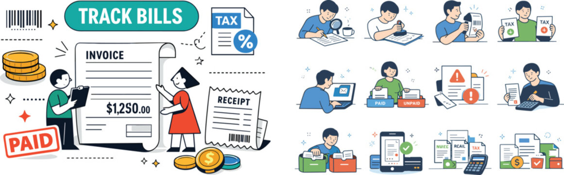 Managing financial documents and tracking bills with digital tools and receipts