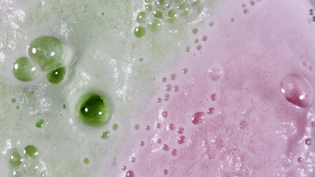 Bath bomb bubbles expand and multiply creating bizarre graphic element