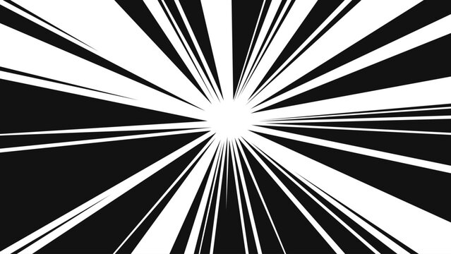 Radial manga speed lines converging to center on transparent background. Strong comic burst effect with dynamic motion and energy focus.