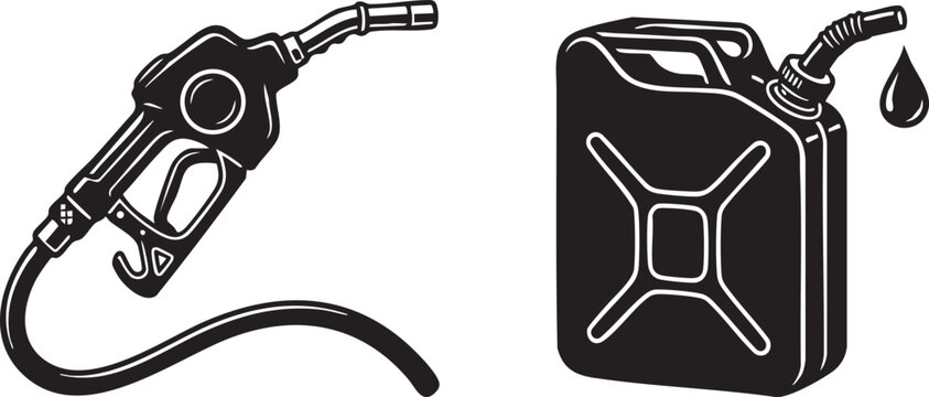Gas Pump Nozzle and Fuel Canister Silhouettes for Automotive and Energy Design