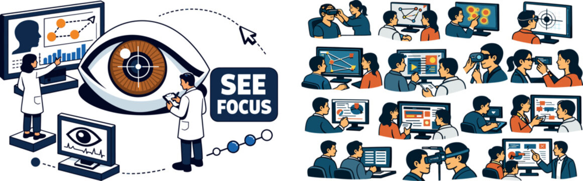 Scientists analyze eye tracking data and conduct vision research with advanced technology