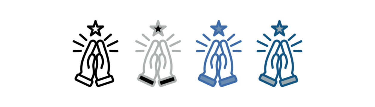 
Praise icon set multiple style collection with two-handed design