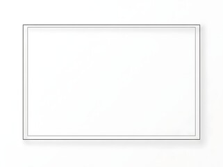 Fototapeta premium Modern minimalist silver double line rectangular border frame design element on a clean white background, ideal for elegant presentations, web graphics, and empty content display