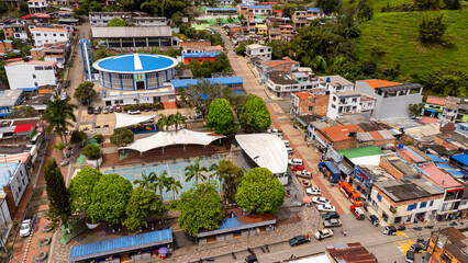 Fototapeta premium Otanche, Boyaca - Colombia. March 11, 2026. Our Lady of Carmen Parish, a Catholic church.