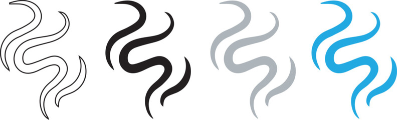 Smoke and steam effect icons set with black silhouette and neutral grey styles © Hassaan