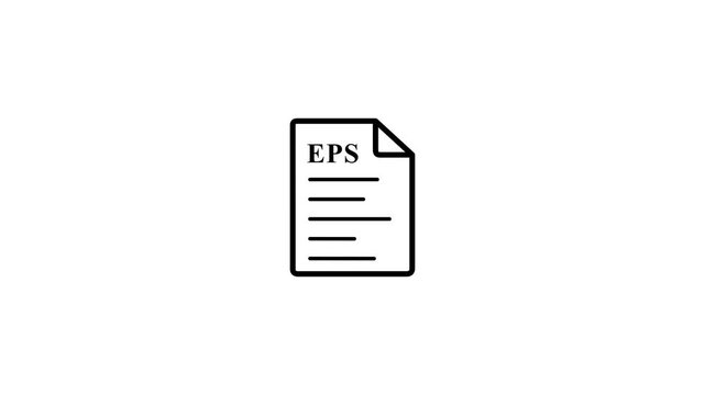 Outline Icon of a EPS document on a White Background file symbol. animation