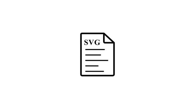 Outline Icon of a SVG document on a White Background file symbol. animation