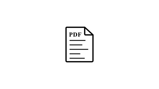 Outline Icon of a PDF document on a White Background file symbol. animation