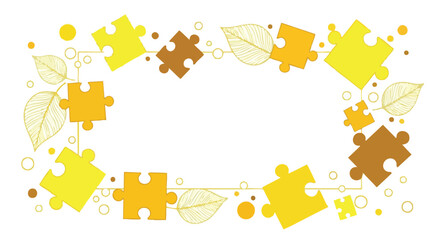 Naklejka premium Autumn Puzzle Frame. Decorative Border. Organic Design Element. Nature-inspired Template.