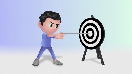 Fototapeta premium Stylized 3D Cartoon Character Aiming in Action-Packed High Fidelity Render