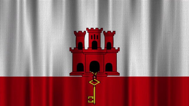Gibraltar Flag Animation With Fabric Texture