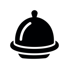 Fototapeta premium Restaurant serving icon in flat style. Cloche food cover symbol. Hotel room service, gourmet meals and culinary presentations vector illustration