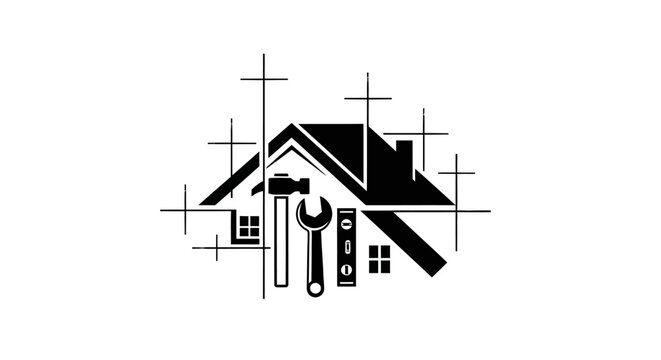 House construction tools logo design.