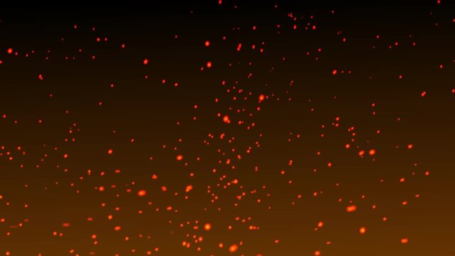 Glowing fire spark particles with orange embers on dark background.