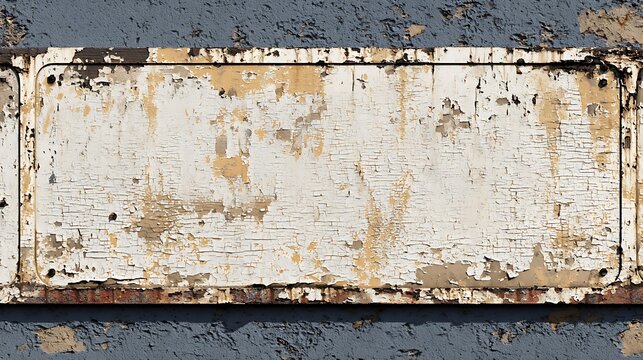 Weathered Rusty Metal Plate on Cracked Wall