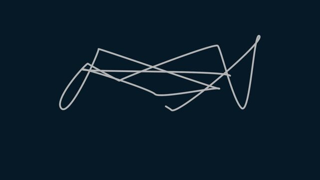 Abstract scribble lines forming dynamic geometric shapes on a dark navy blue background for modern artistic design and creative digital graphic projects