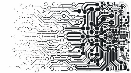 Obraz premium Abstract Circuit Board Pattern with Fading Digital Lines