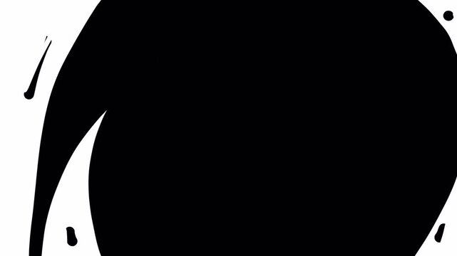 Magical artistic brush stroke on a black background. Dynamic video transition with an expanding drawing shape in 4K.