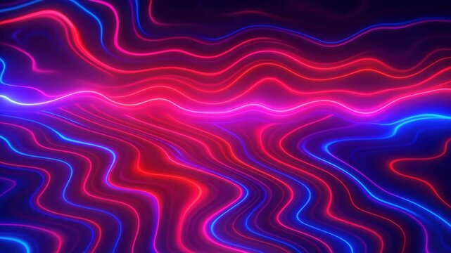 Dynamic Flow of Energy: Abstract image featuring flowing lines of vibrant neon lights. The electric current and its dynamic and captivating visual impact. 