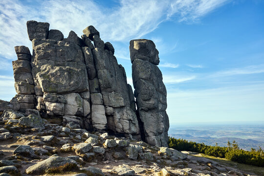 Granite monadnocks during autumn in the Karkonosze Mountains
