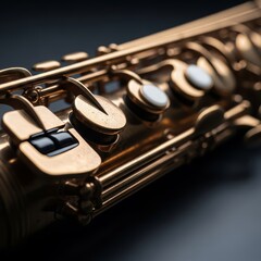 Obraz premium An artistic close-up of a woodwind instrument in motion with dramatic blur and cinematic shadows creating a deep and moody atmosphere, blur, professional, macro