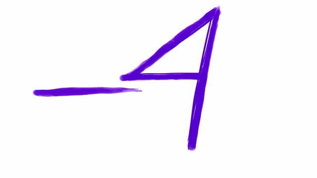 Weight loss counter from minus 1 to minus 50 kilograms on a white background. Counter decreasing numbers drawn with a purple brush in 4K.