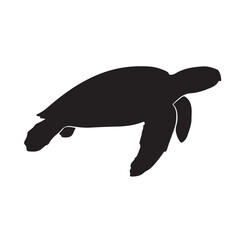 Fototapeta premium Simple Black Silhouette Of Turtle Isolated On White Background Illustration Vector