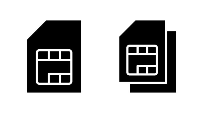 Sim card icon set vector. dual sim card sign and symbol