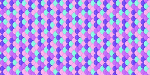 Vibrant pastel pink, purple, and turquoise scales create a playful, seamless pattern. Perfect for backgrounds, textiles, or playful branding, this design evokes feelings of fantasy and whimsy. © Olena