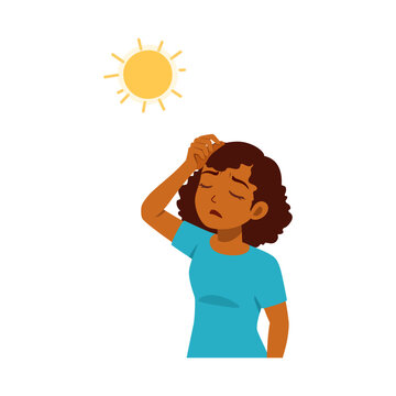 African American woman feeling exhausted under the hot sun with a tired uncomfortable expression
