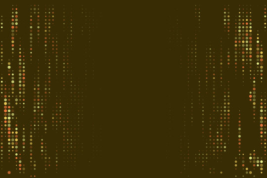 Abstract Digital Rain Background with Vertical Data Streams and Glowing Particle Hexagons in Earth Tones