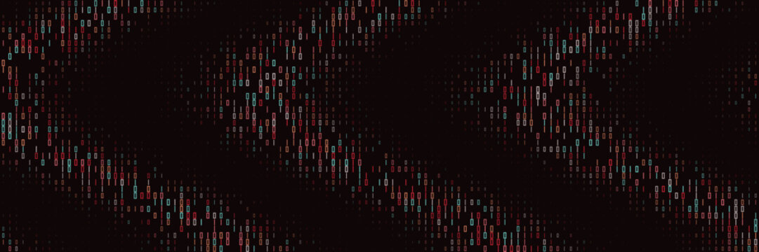 Abstract Digital Data Stream Background with Glowing Red and Teal Vertical Pixel Lines and Wave Patterns