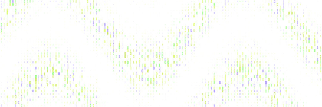 Abstract Digital Binary Wave Background with Flowing Data Streams in Pastel Green and Purple Colors