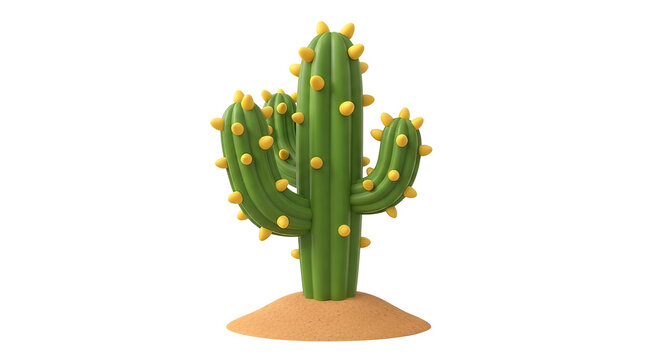 Green Cactus Plant with Yellow Flowers.