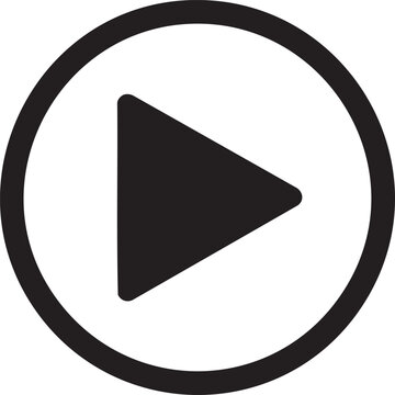 Play button icon with black triangle in circle triangle interface