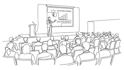 Obraz premium Business presentation with speaker and audience.