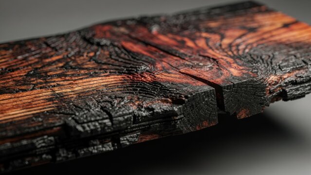 Textured Shou Sugi Ban Charred Wood Plank Macro Background