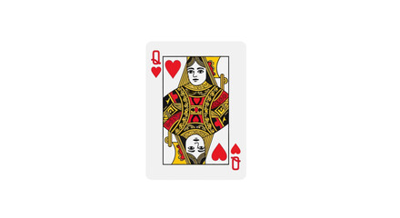 Fototapeta na wymiar Queen Hearts Playing Card Flat Design Icon Isolated on a Plain White Background for Gambling Casino Games Poker and Hobby Leisure Illustration Graphic Vector Art