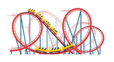 Thrilling Roller Coaster Ride with Multiple Loops and Drops © umi