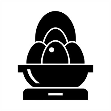 Black silhouette of eggs in a bowl with silhouette breakfast nutrition ingredients container culinary consumable