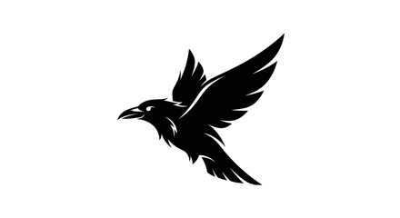 Fototapeta premium Black bird flying in air.