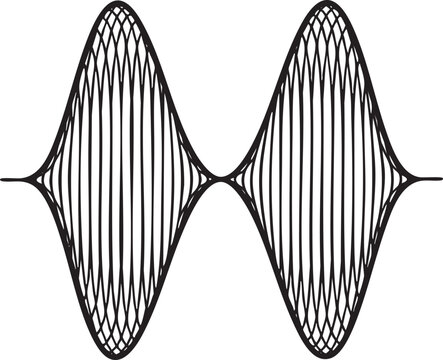 Amplitude modulation signal wave abstract graphic illustration in black